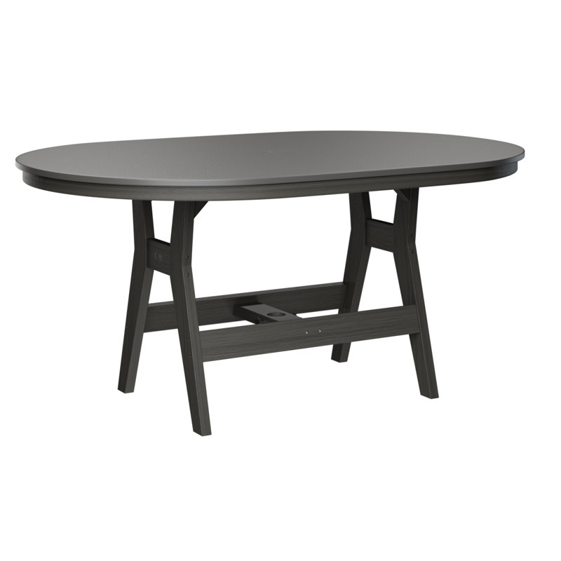 Harbor Outdoor Oval Dining Table, Hammered Top Stainless, Coastal Gray