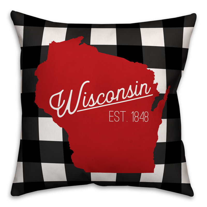 Housse de coussin carré et insert, Wisconson, Noir / Orange