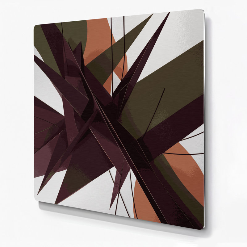 «Geometric Abstraction 61», art mural en métal brun, H 32 po x l 32 po
