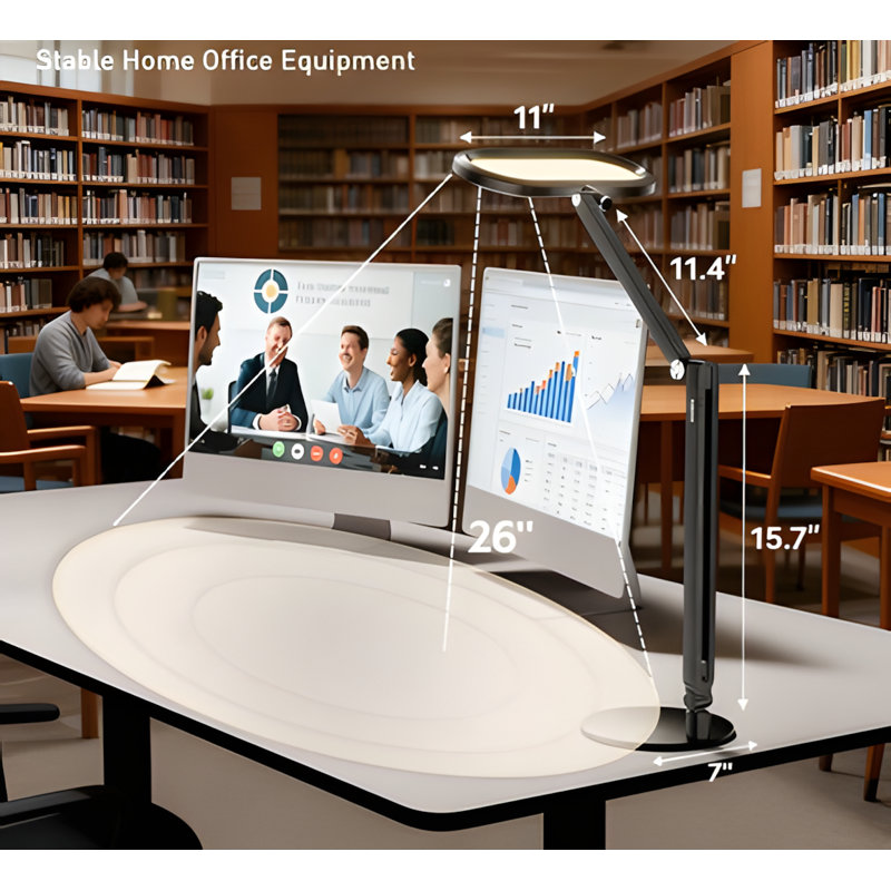 LED Desk Lamp With Knob Remote Control - Stepless Dimming & Colour Temperature, 3D Ambient Light, Memory Function, Metal Architect Lamp For Office Zoom Studying Video Conference