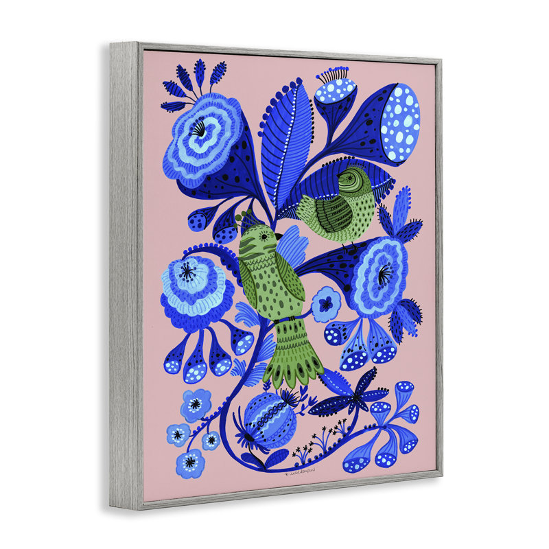 Giclée d'oiseaux dans la nature de style populaire, design par Kay Widdowson, Estampe numérique Farmhouse, H 20 po x l 16 po