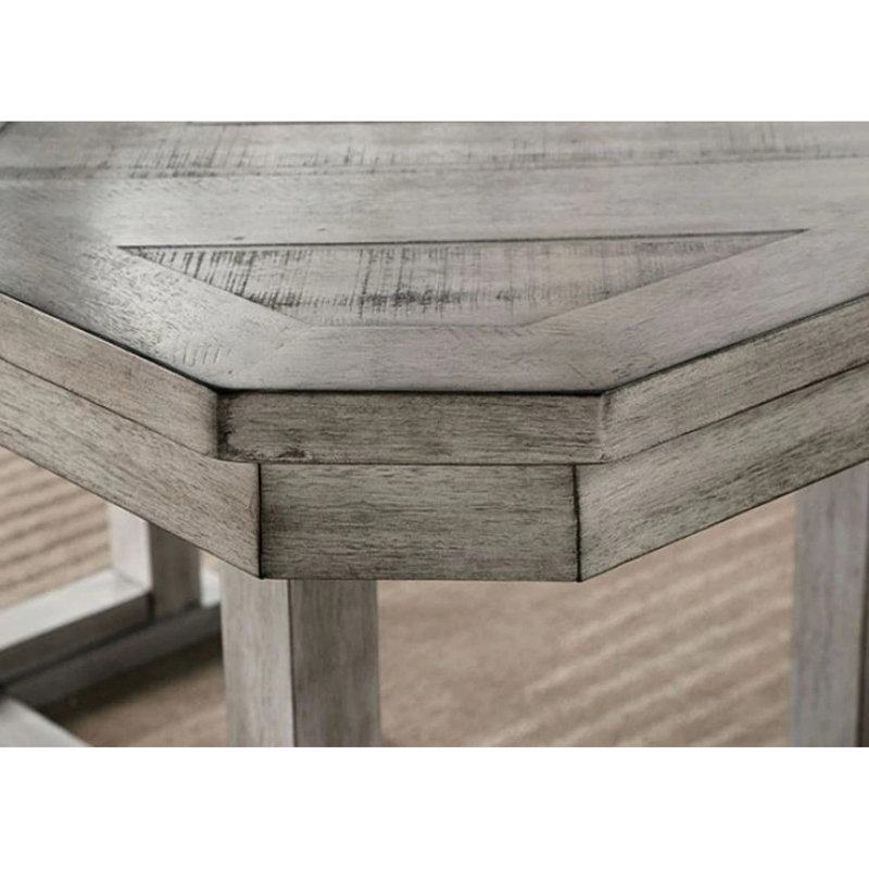 Gray Color Rustic Dining Table, Diamond Wood Grain, Wire-brushed Finish, Trestle Base, Rectangular, Seats For 6 Guests 6 Wire-brushed, Rectangular Style