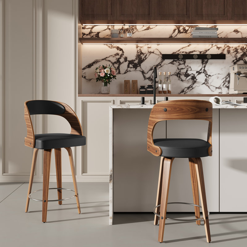 Tabouret de comptoir pivotant 26 po Modern, Noir
