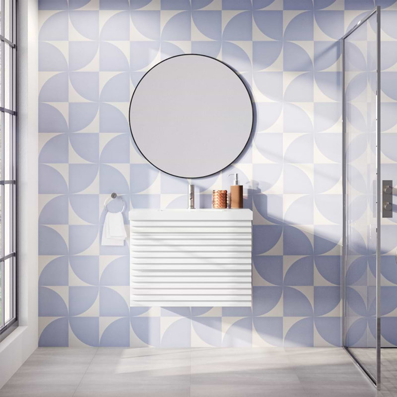 Meuble-lavabo simple 36 po avec plateau en acrylique blanc Sonata, Blanc