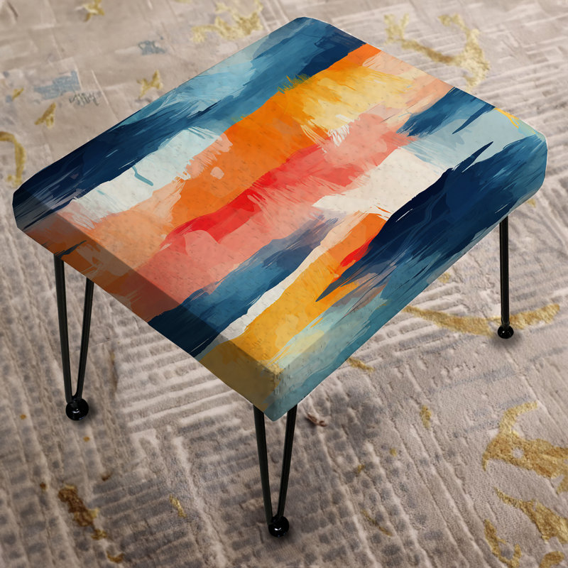 Blue Artistic Striped Explosion - Striped Rectangle Ottoman