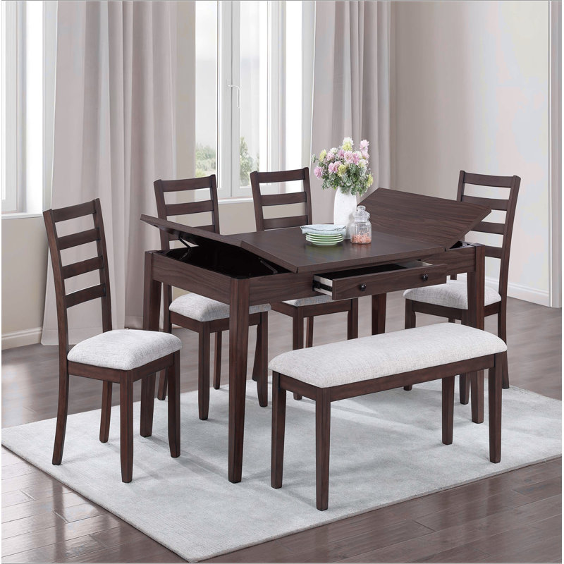 Ensemble de salle à manger 6 pièces en noyer de style contemporain