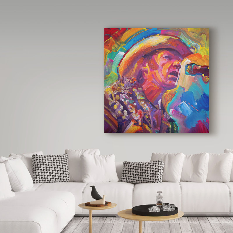 « neil young », reproduction sur toile tendue, H 24 po x l 24 po x P 2 po