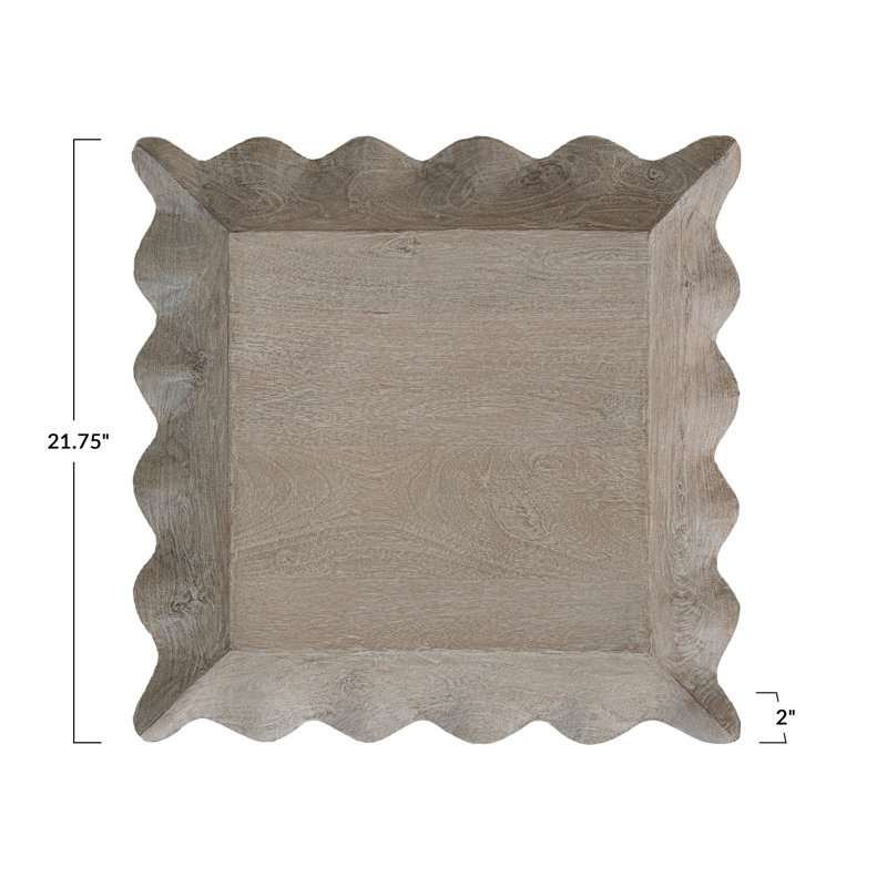 washed Mango Wood Scalloped Tray