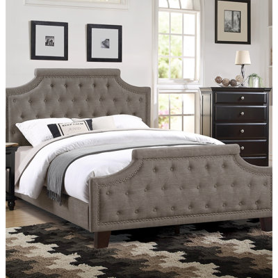 Très grand lit oriental contemporain en polyfibre brun avec tête et tête de lit