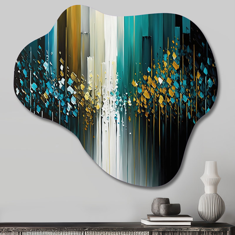 Abstract Geometric Black And Green II - Asymmetrical Abstract Geometric Metal Wall Art, Cloud Metal Wall Sculpture Print