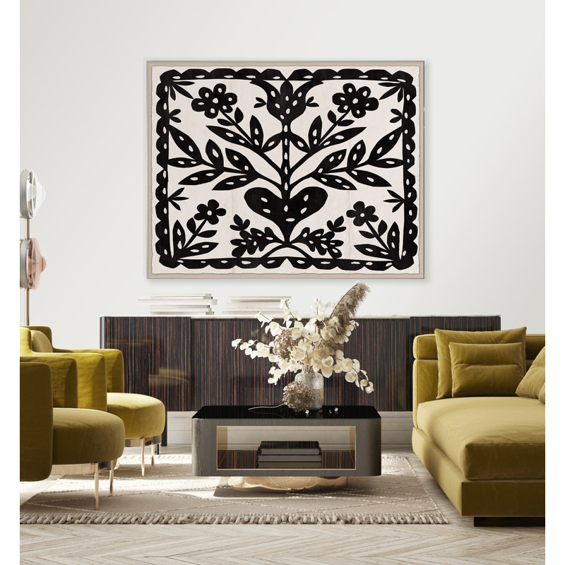 Black Flower Print by Paule Marrot, Acrylic Box, 44" H x 56" W x 1.25" D
