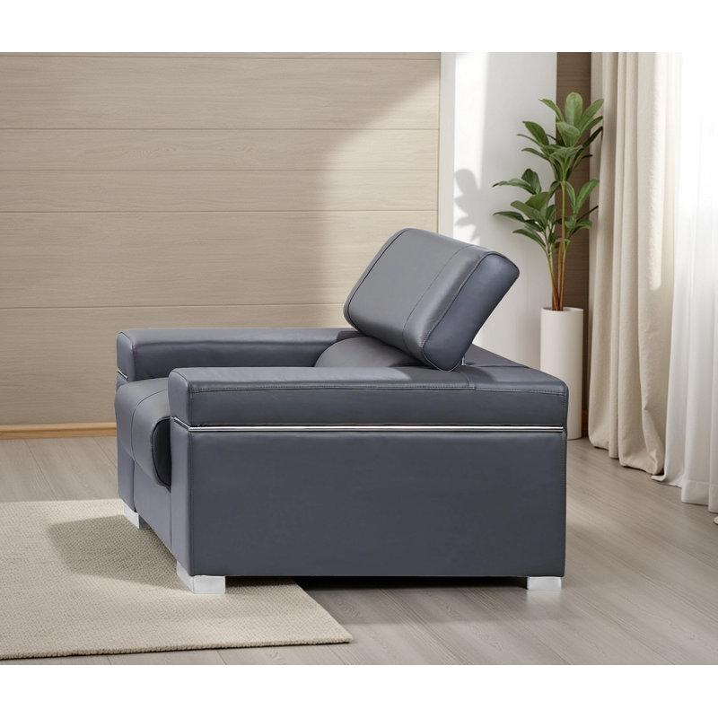 Fauteuil en cuir noir Collection Raeya, Cuir gris