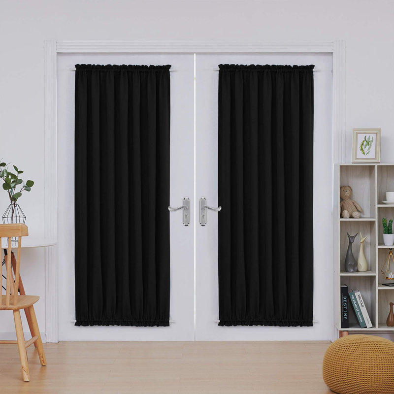 Nuhamin Blackout Curtain Pair, 137cm wide x 183cm high, Black