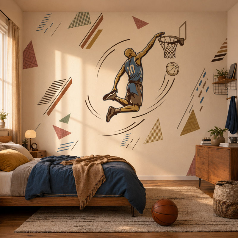 Décoration murale rétro Mid Mid Century Modern, 160 po x 108 po, Peler et coller
