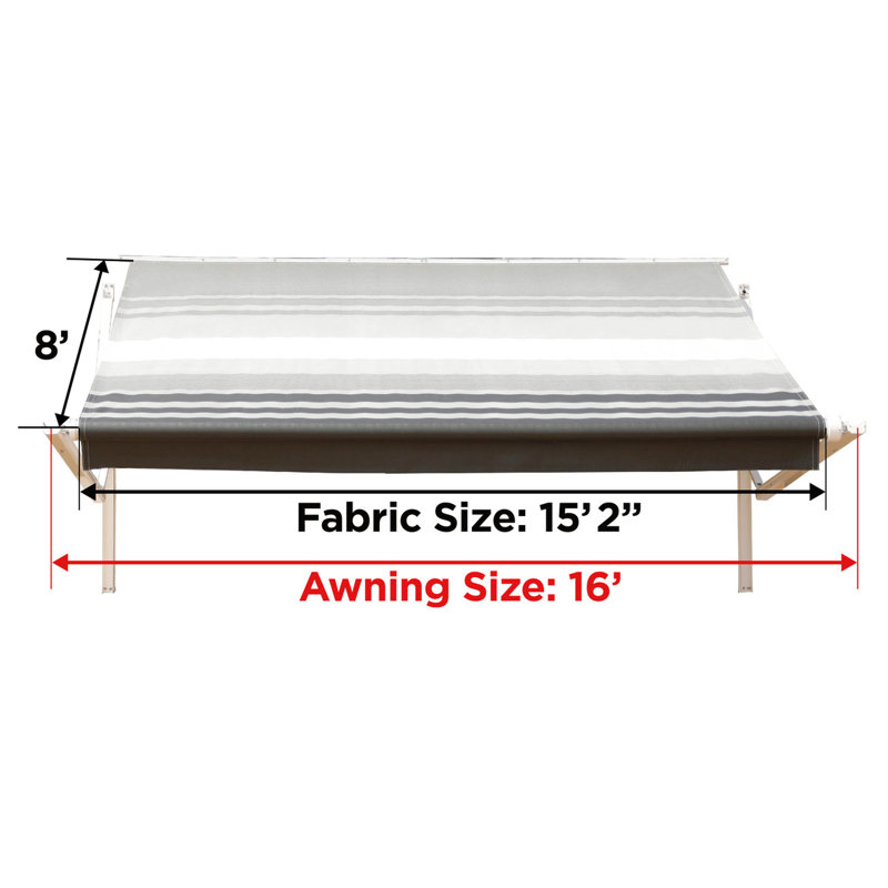 ALEKO 96'' W D Polyester Cover Retractable Trailer Awning, Gray Fade, 192" H x 96" W x 3" D