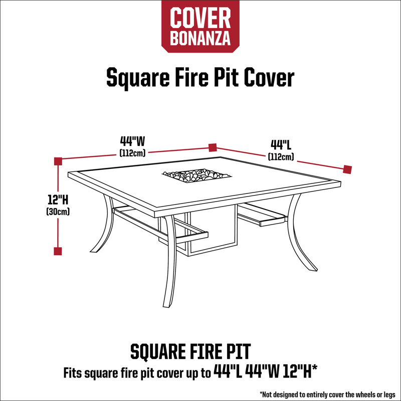 Gray 44'' Square Polyester Fire Pit Cover
