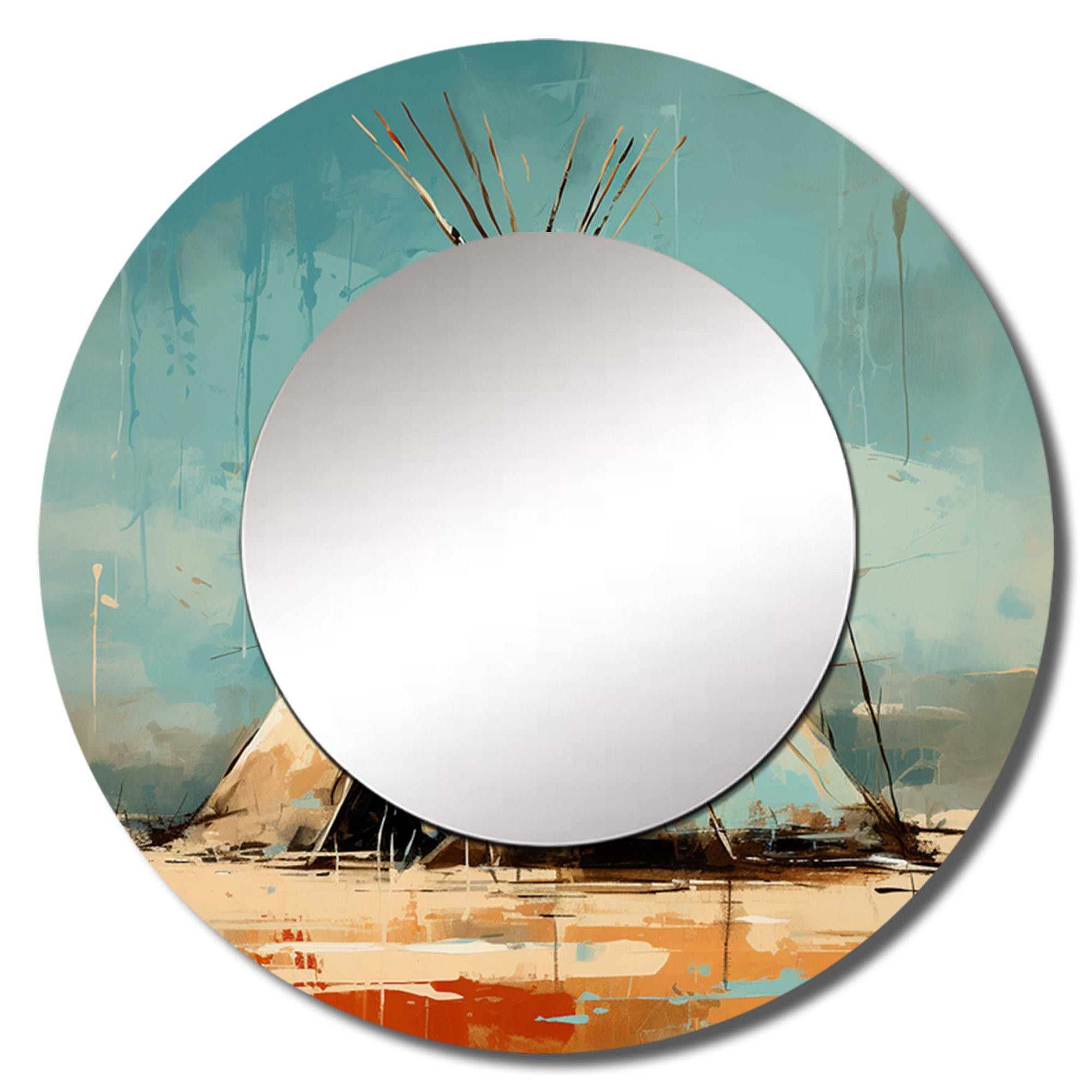 Design Art Turquoise Beige Native Tipi Whispers Of Spirit - Native ...