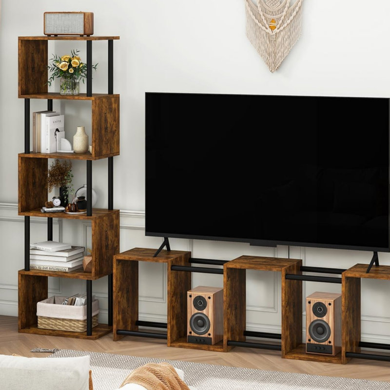 155.5cm H x 38cm W Metal Bookcase, Brown