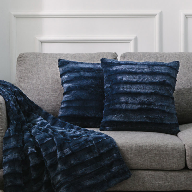 Housse et insert de coussin carré FRBIN, Bleu, H 16 po x l 16 po