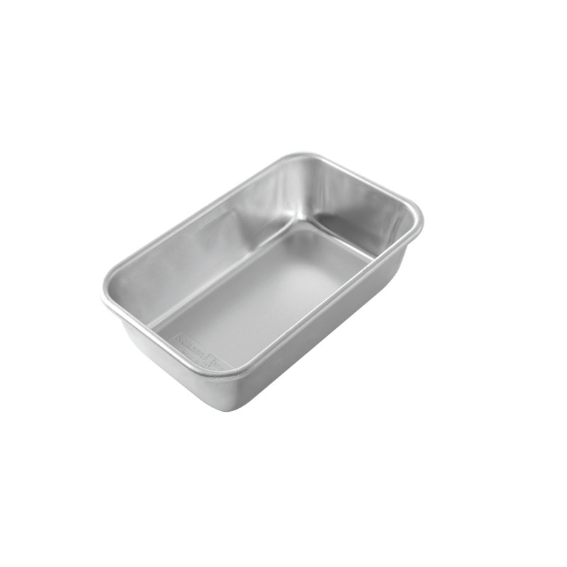 Silver Aluminum Non-Stick 1 Pound Loaf Pan with Lid