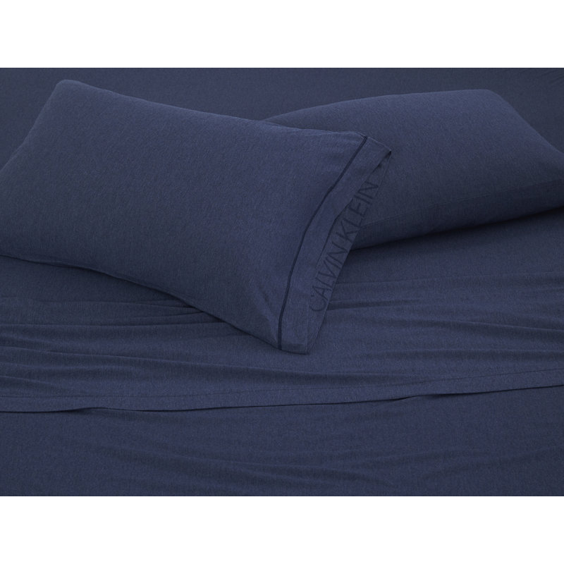 Cotton Blend Jersey Knit Fitted Sheet, Heather Grey, European Single (90 x 200cm)