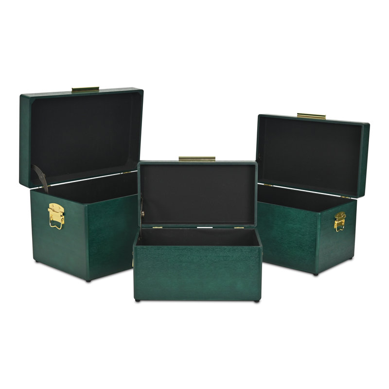 Sable Set of 3 Trunks with Gold Handles, Green