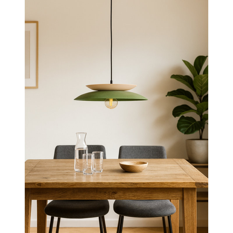 1 - Light Matte Black Dome Pendant, Khaki/Latte