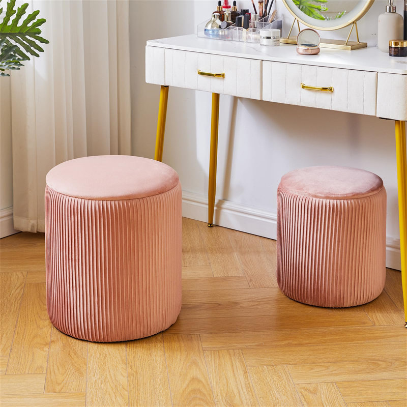 39cm Wide Footstool Ottoman, Pink