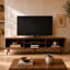 Juback 71'' Wide Mid-Century Modern TV Stand for TVs up to 80'', Entertainment Centre with Cable Management, Walnut Wood Finish-1398742509