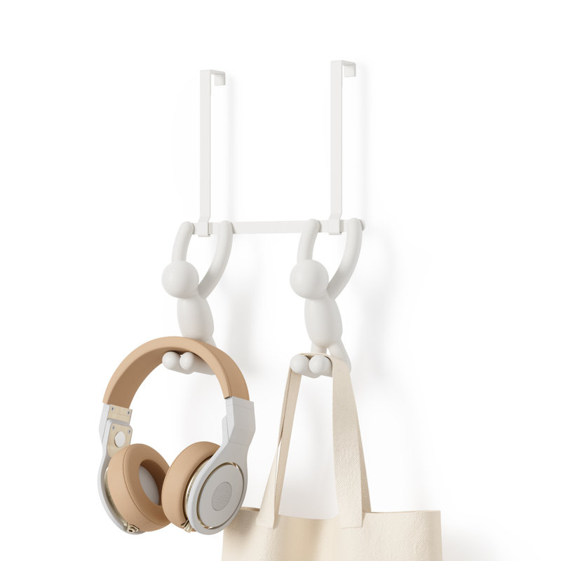 Buddy White Plastic Over-the-Door Double Hook Rack