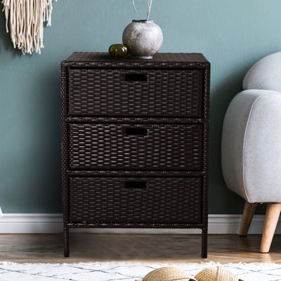 Pool Towel Organizer With 3 Drawers - Brown Pe Outdoor Cabinet Drawer Storage