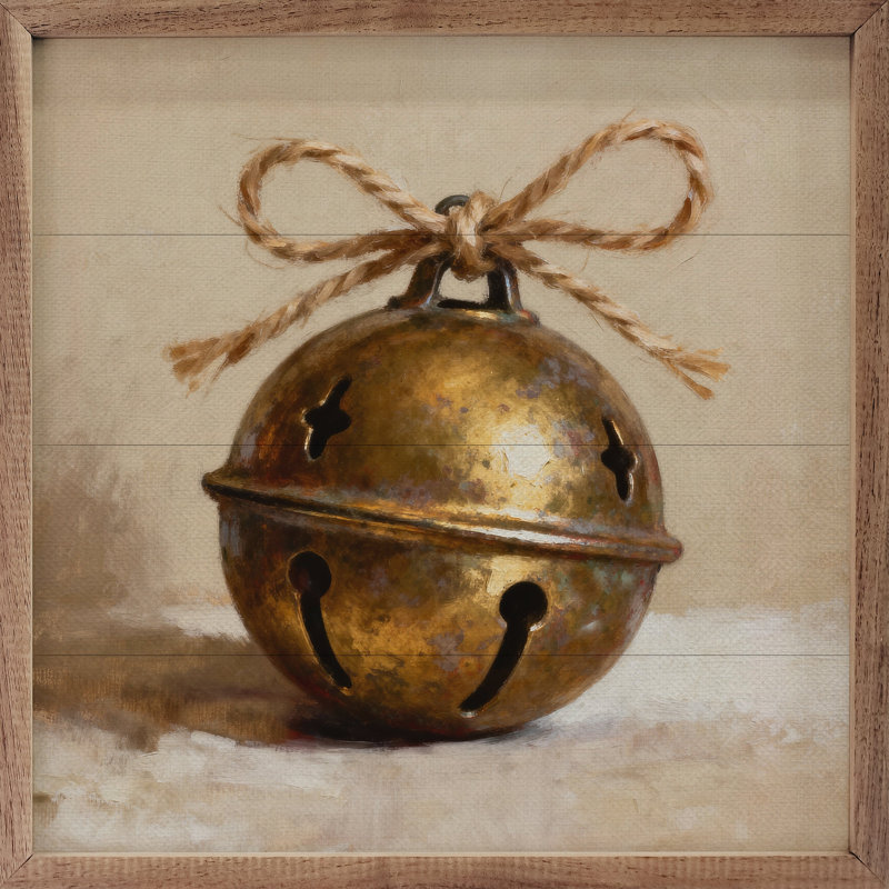 Round Bell With Twine, H 4 po x l 4 po
