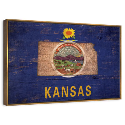 Carte de l'État sur le drapeau du Kansas