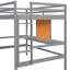 Grey Loft Bed With Desk - Wooden 2 Drawers Cabinet And Writing Area Solid Wood Grey, Cabinet, Strong Construction For Over 6 Years-391257391