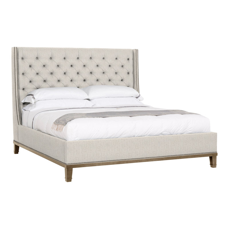 Michael Weiss Solid Wood Wingback Bed, Instant Parchment, Hampton