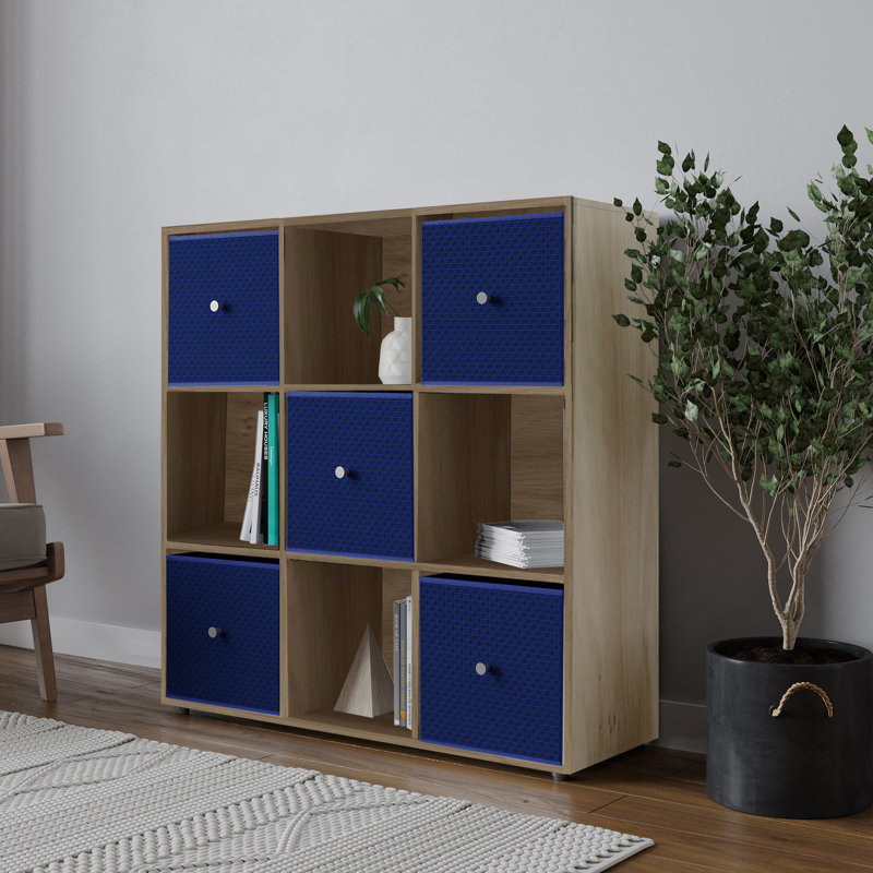 93cm H x 12cm W Solid Wood Standard Bookcase, Oak/Royal Blue