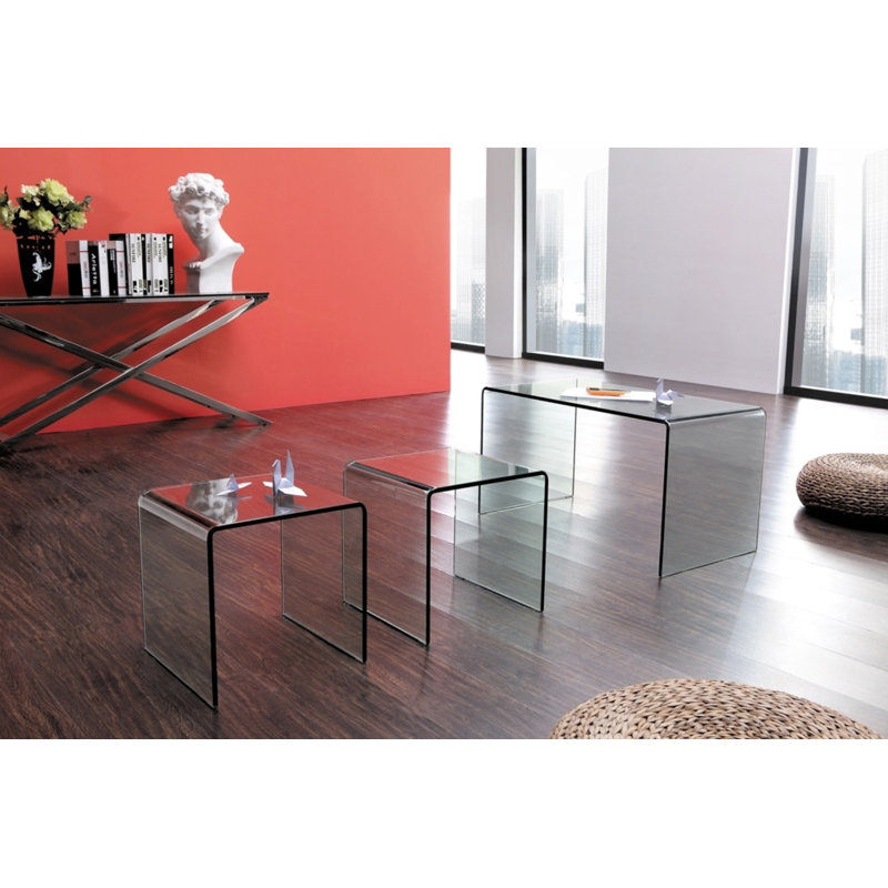 Josefina Glass Top Sled Nesting Tables
