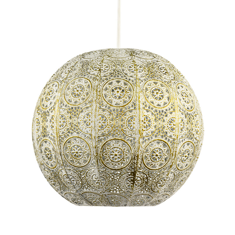 Spherical Vintage Moroccan Pendant Lamp Shade By, Cream