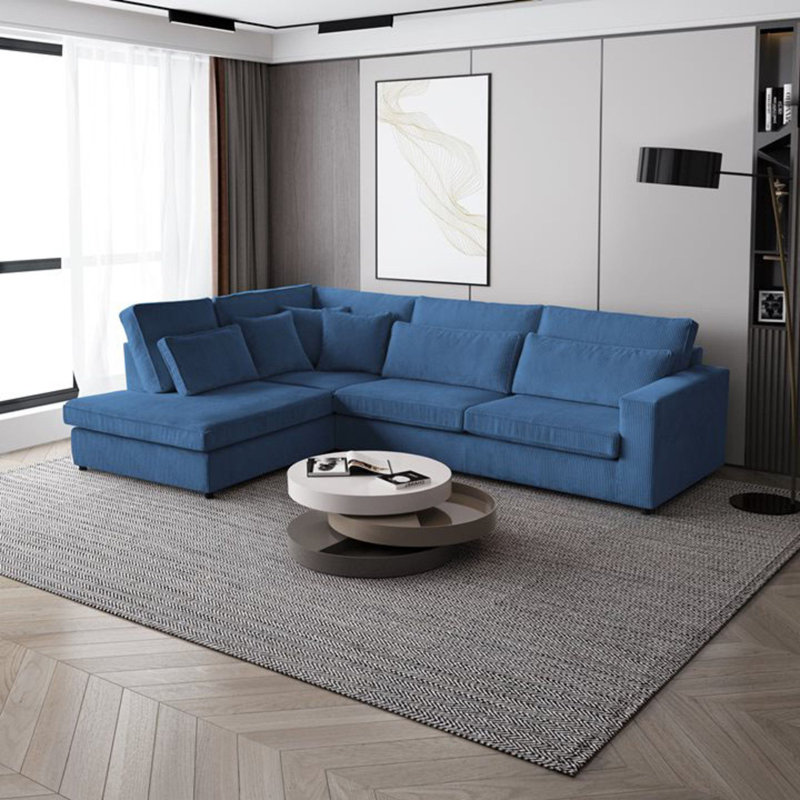 Preslea 6 Seater Sofa & Chaise, Blue, Left Hand Facing