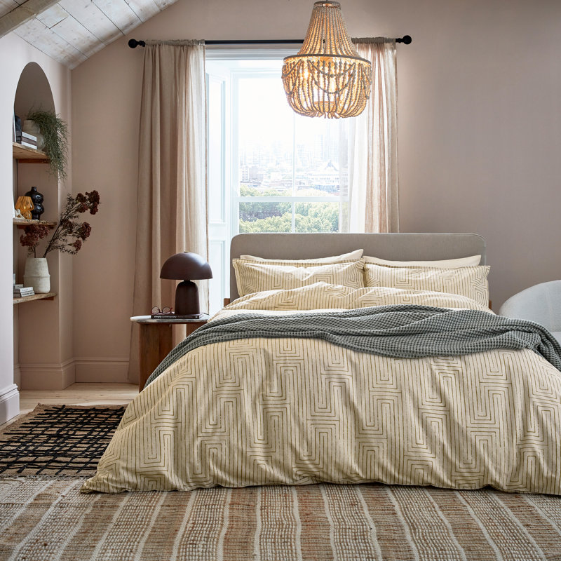 Pia Cotton Geometric Duvet Cover Set, Double Duvet Cover + 2 Pillowcases