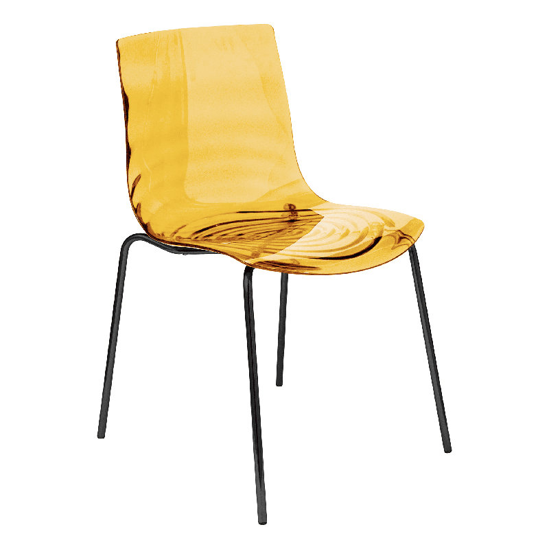 Chaise de salle à manger Twerton, chaise d'appoint moderne en acrylique transparent avec pieds en métal, chaise de cuisine empilable en plastique transparent pour l'intérieur et l'extérieur