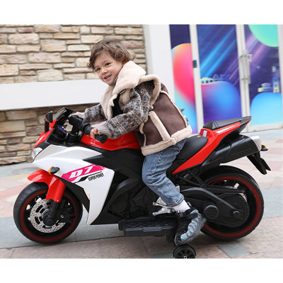 Electric Motorcycle/ 12V  Toys Motorcycle/ Electric Car/Electric Ride On Toys  For  3 4 5 6 Years Boys Girls With Training  Wheels/Manual Throttle/ Drive By Hand/Lighting  Wheels