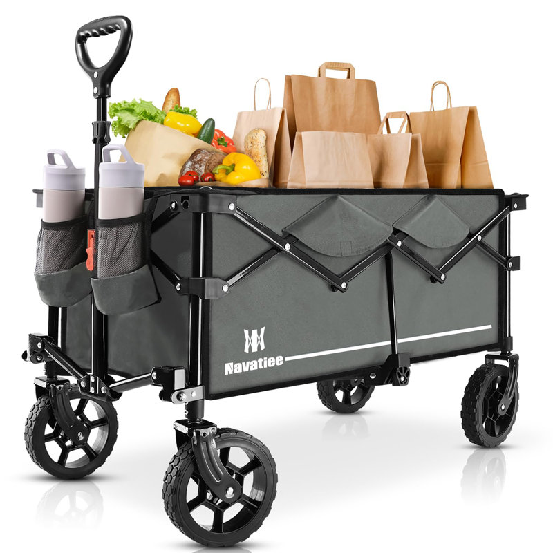 140L Collapsible Folding Wagon Cart, Black
