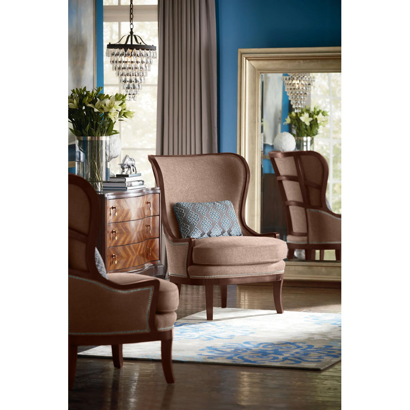 Fauteuil à oreilles 32,5 po Lawson, 9508 Poplpropylène sable / oléfine, Noyer, Nickel
