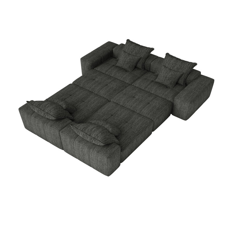 Boneless Modern Oversized Modular Sectional Sofa, Black