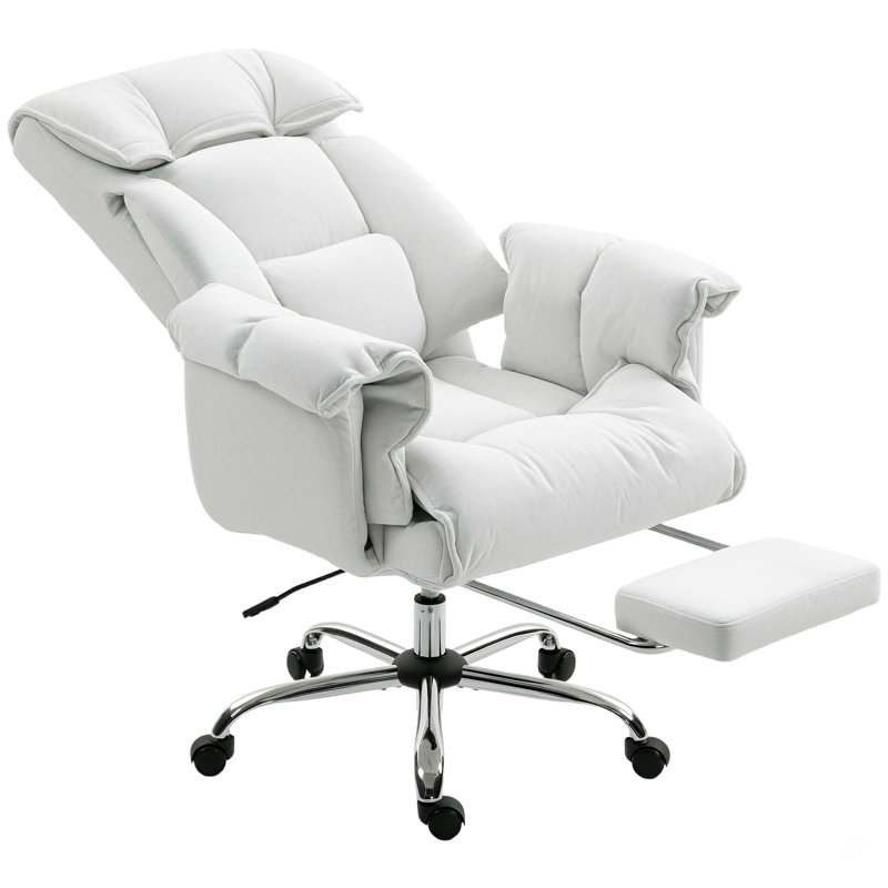 High Back Office Chair, Reclining Desk Chair With Footrest, Thick Cushion, High Resilience Foam, Adjustable Height, Rolling Wheels