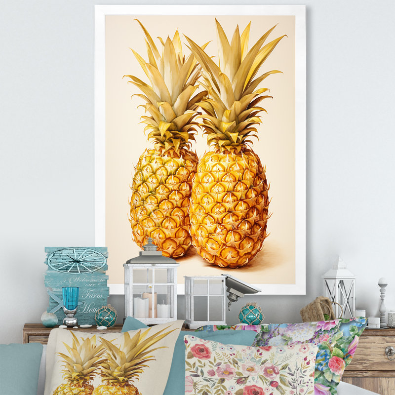 Pinapple Golden Grove sur toile, Cadre photo blanc, H 40 po x l 30 po x P 1,5 po