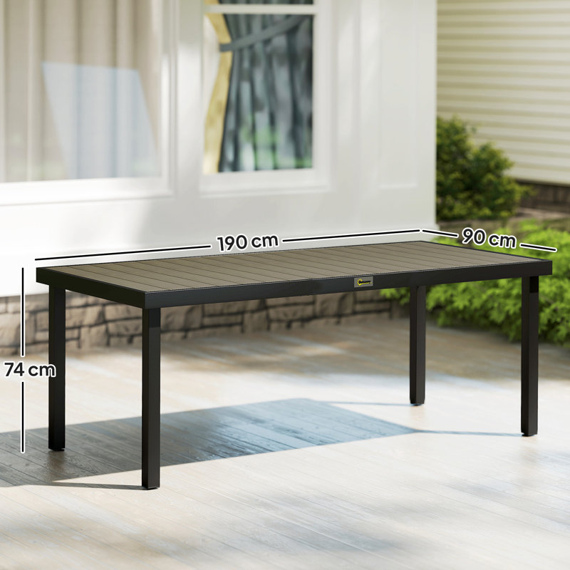 Outsunny Garden Table 190 x 90 x 74 cm Weathered Brown Wood-Effect