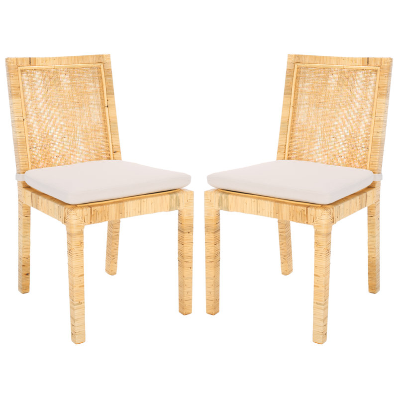 Chaise d'appoint Elaina, Blanc, Naturel