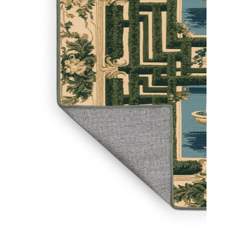 Tapis vert français lavable à la machine, Carré 5 pi